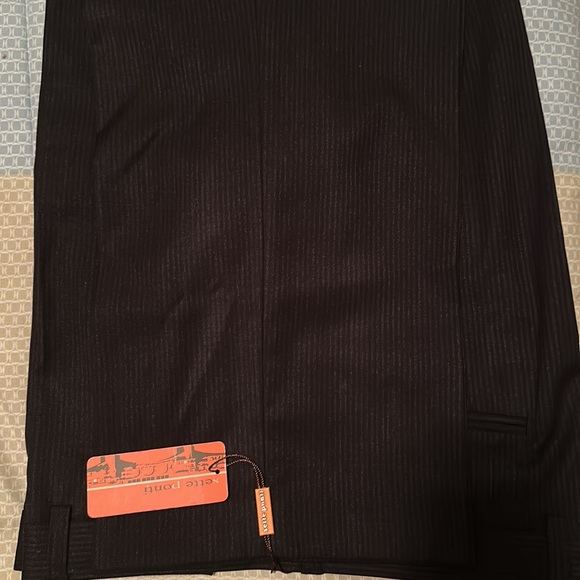 🤩#191, Settle Ponti, men’s dress pants, size 36X30, dark brown/gray striped, - Picture 2 of 2